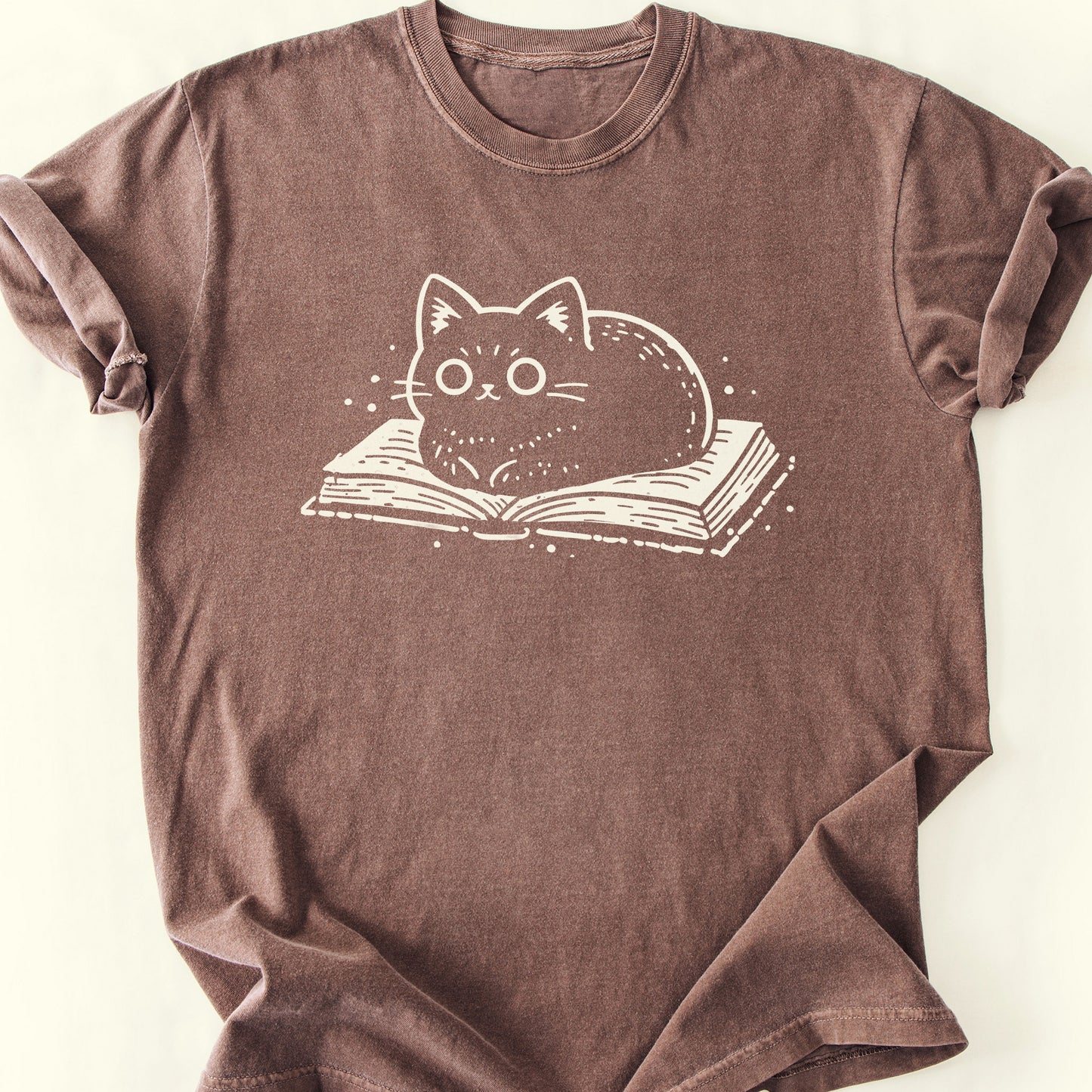 Cats and Books T-Shirt — Espresso