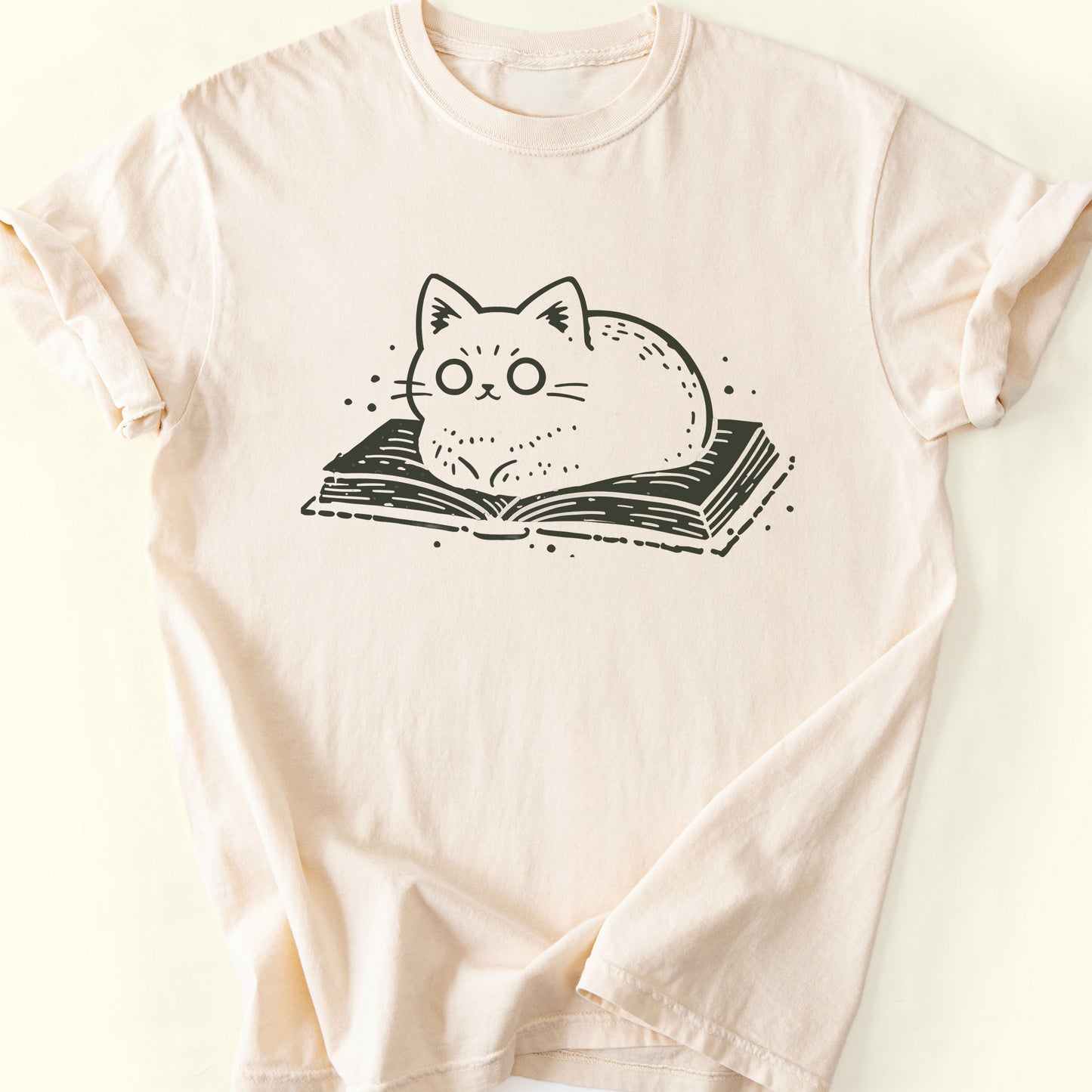 Cats and Books T-Shirt — Ivory