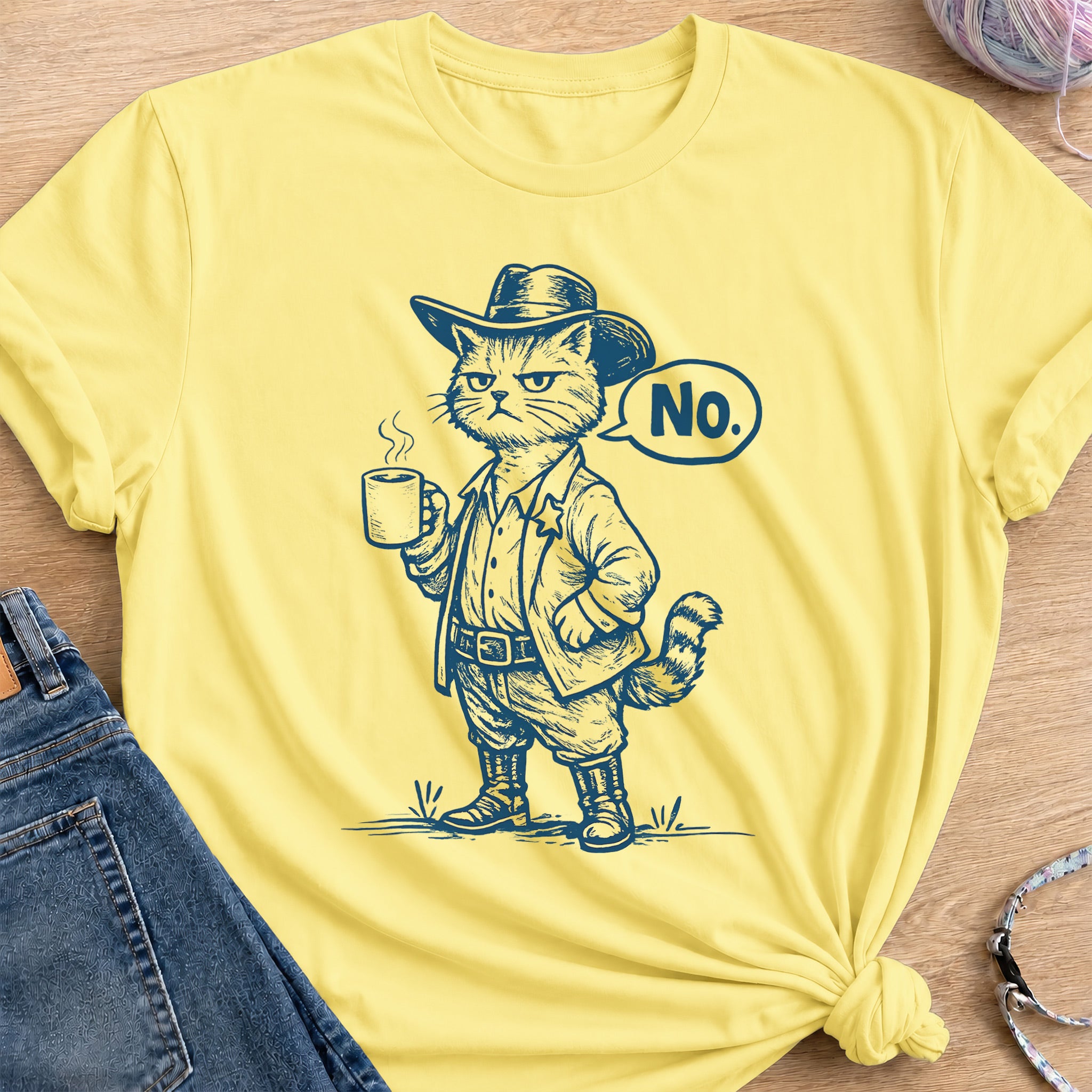 Cowboy Cat T-Shirt — Cornsilk