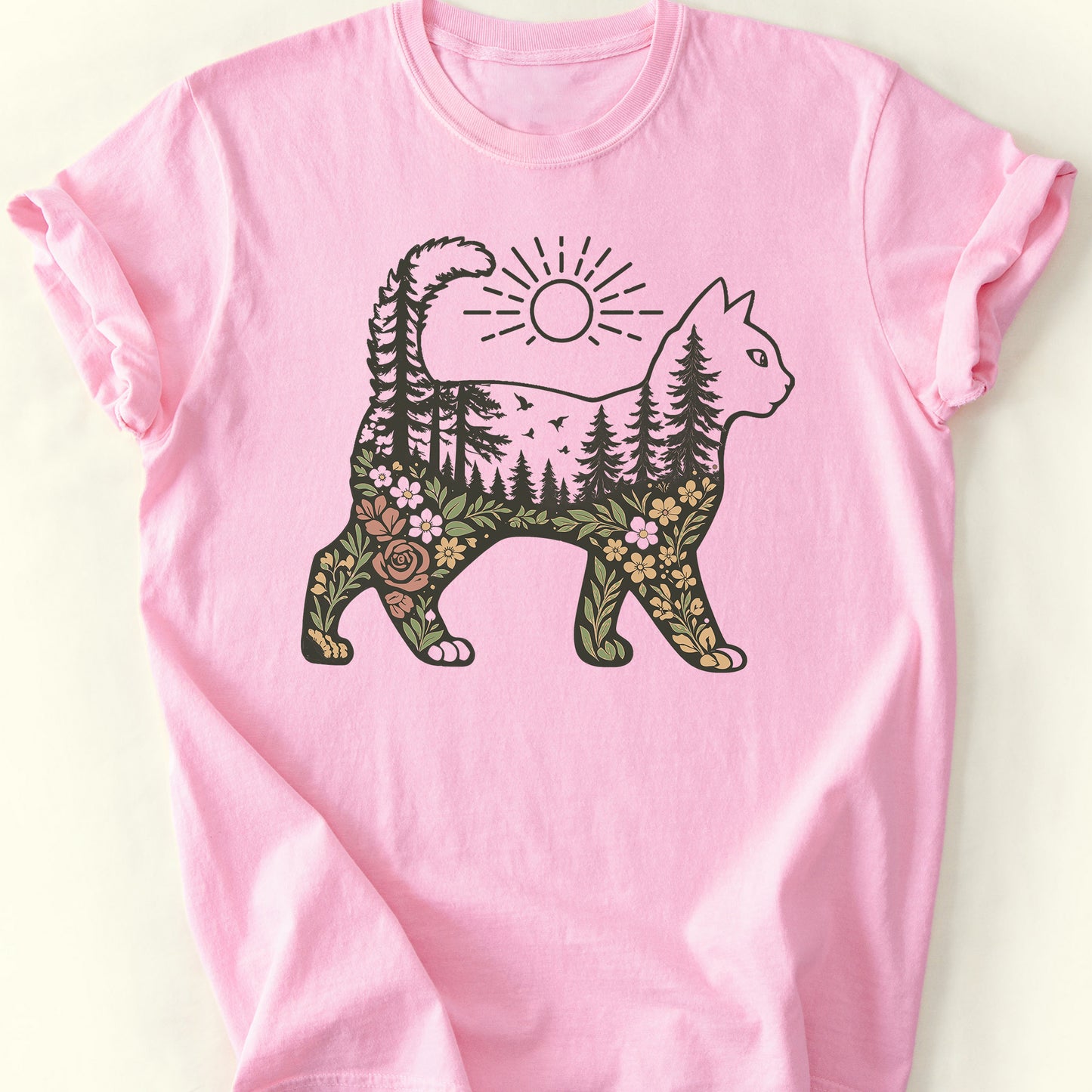 Woodland Cat T-Shirt — Blossom