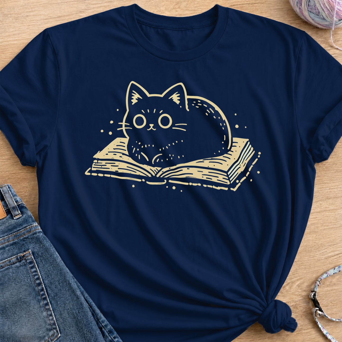 cats and books T-Shirt — Navy