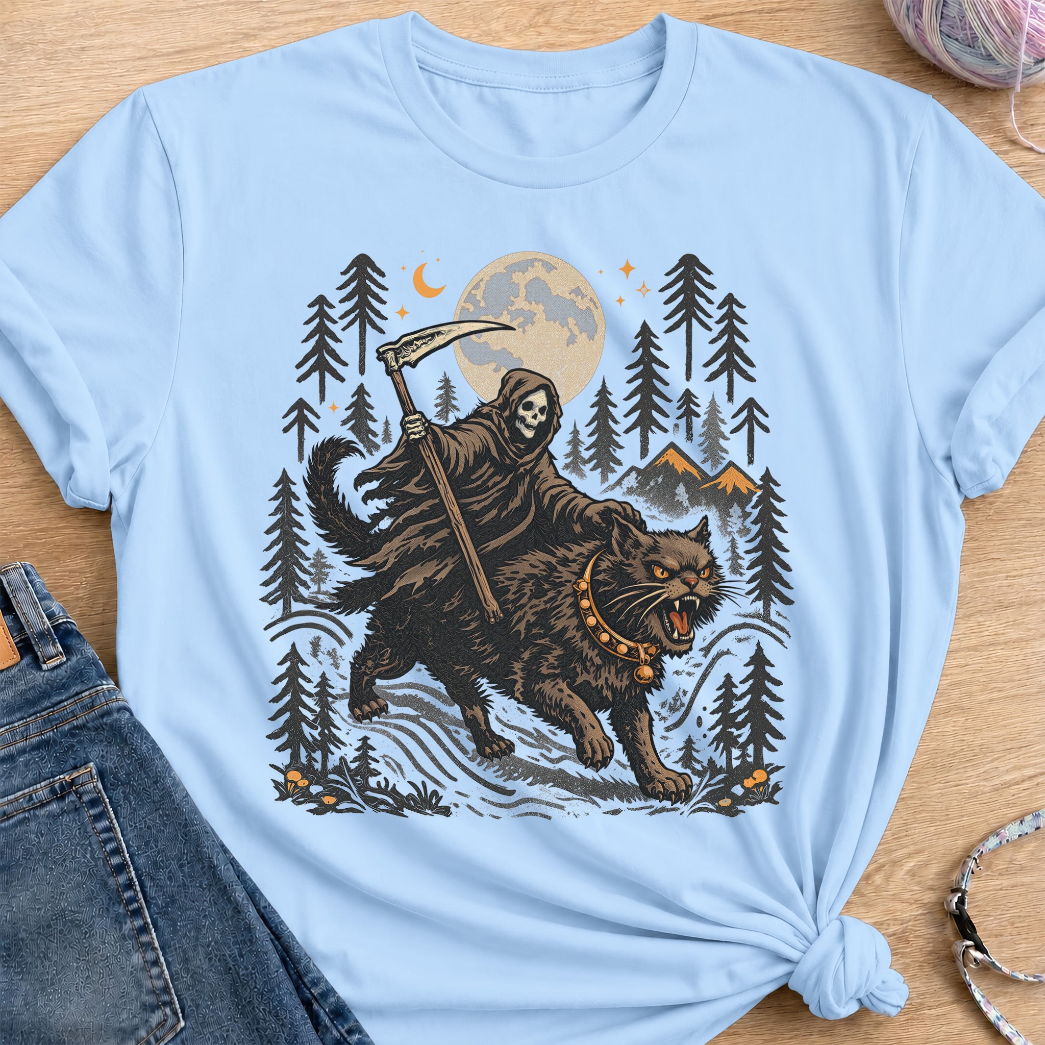 Grim Reaper T-Shirt — Light Blue