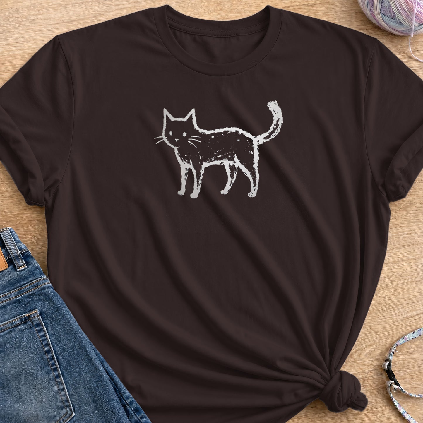 Cat T-Shirt — Dark Chocolate