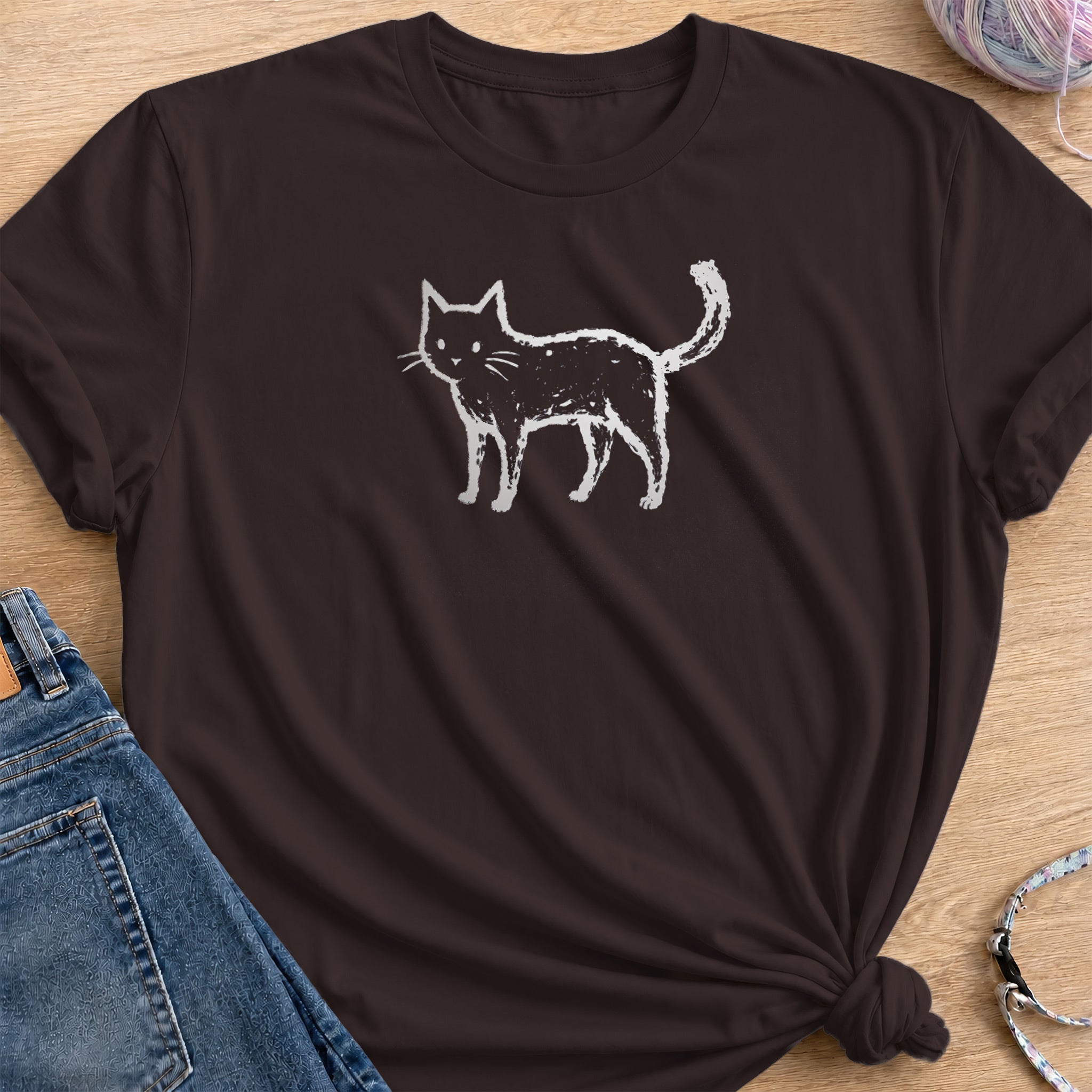 Cat T-Shirt — Dark Chocolate