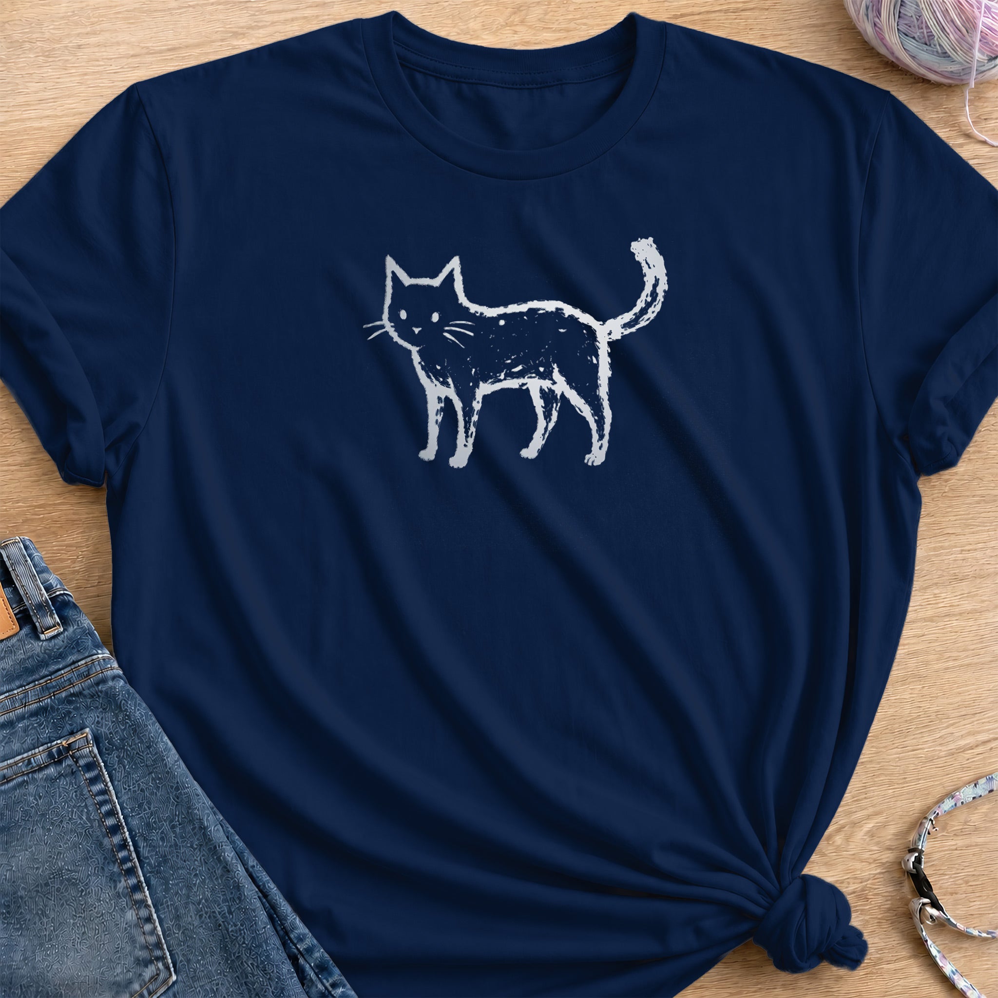 Cat T-Shirt — Navy