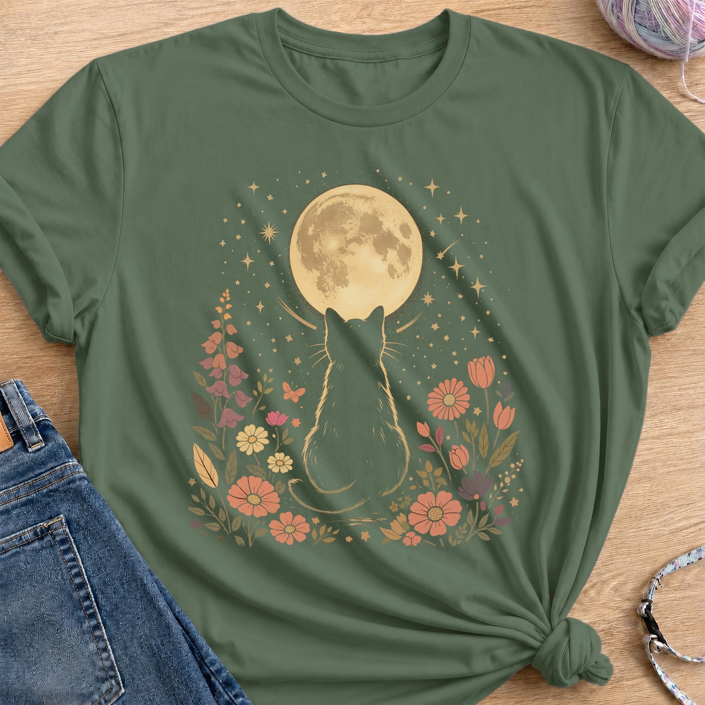 Moon Viewer T-Shirt — Military Green