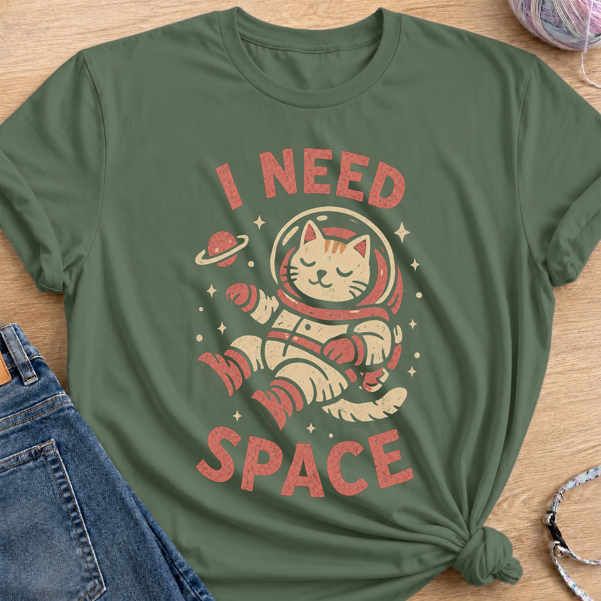 I Need Space T-Shirt — Military Green