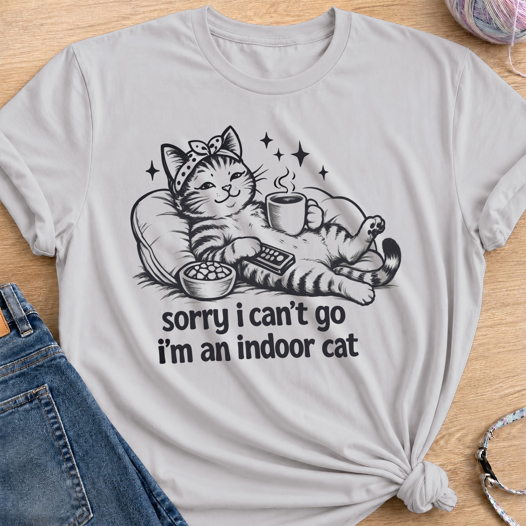 Indoor Cat T-Shirt — Ice Grey