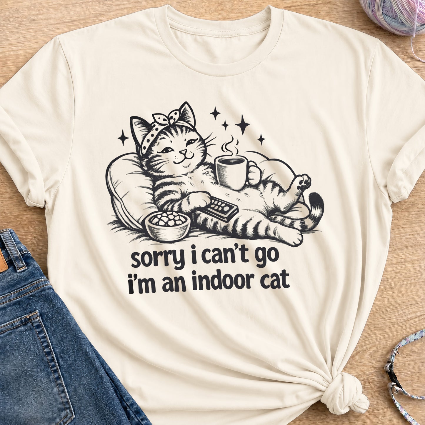 Indoor Cat T-Shirt — Natural