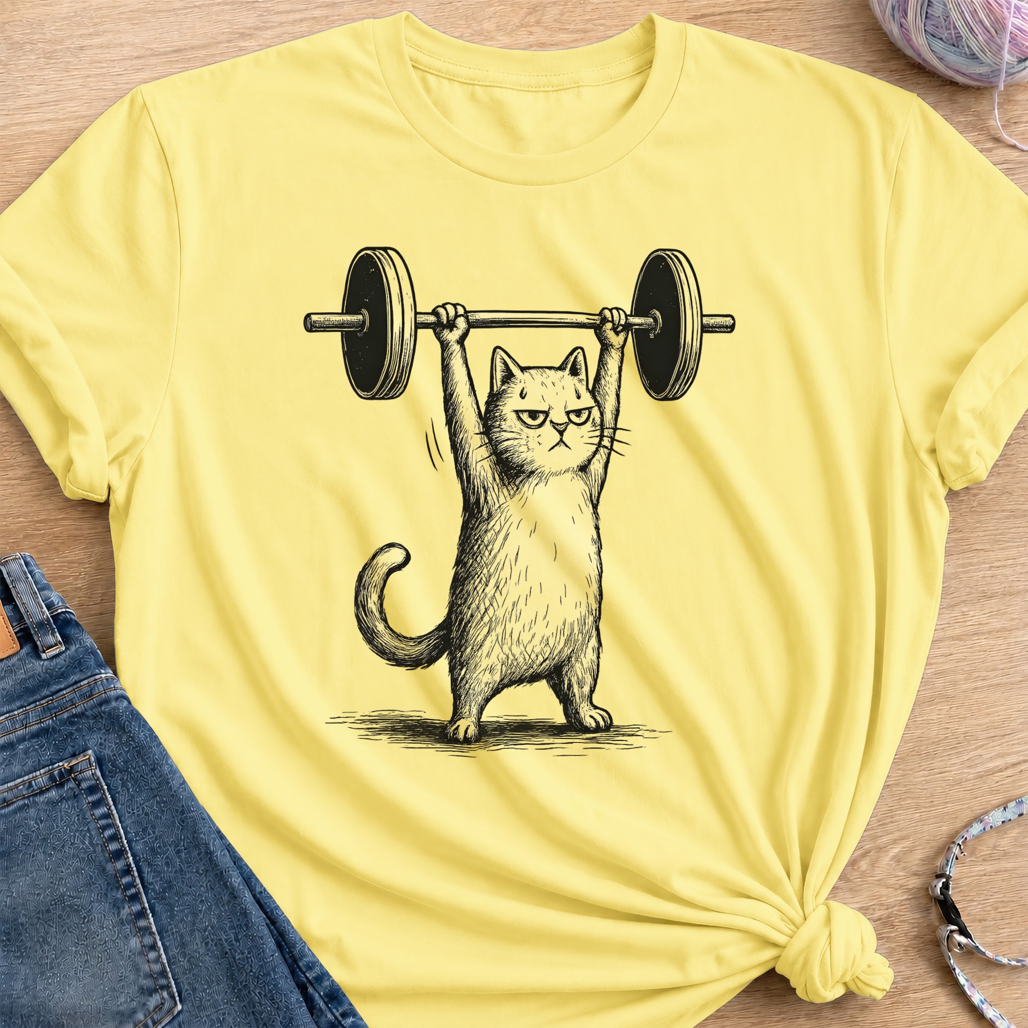 Cat Gym T-Shirt — Cornsilk