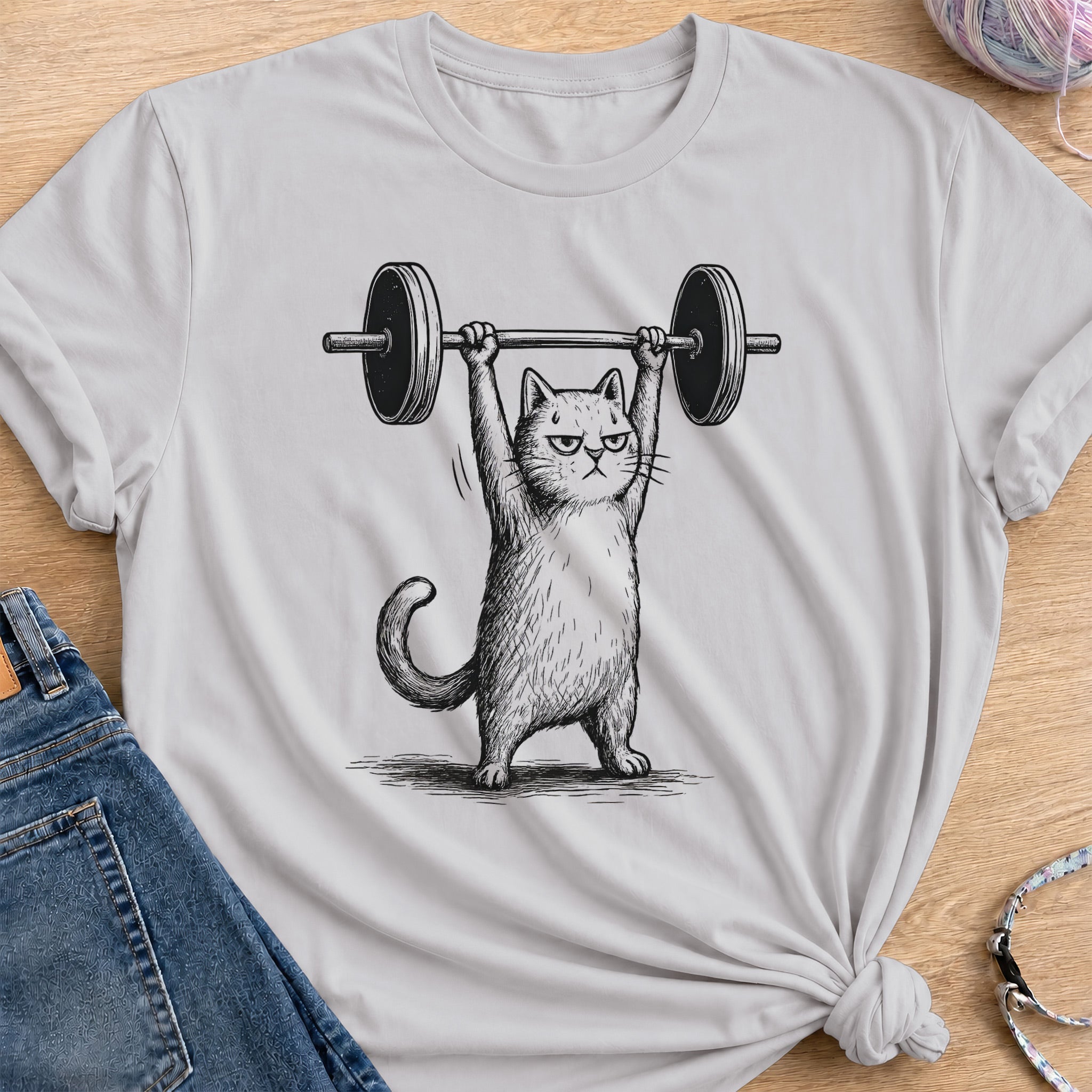 Cat Gym T-Shirt — Ice Grey