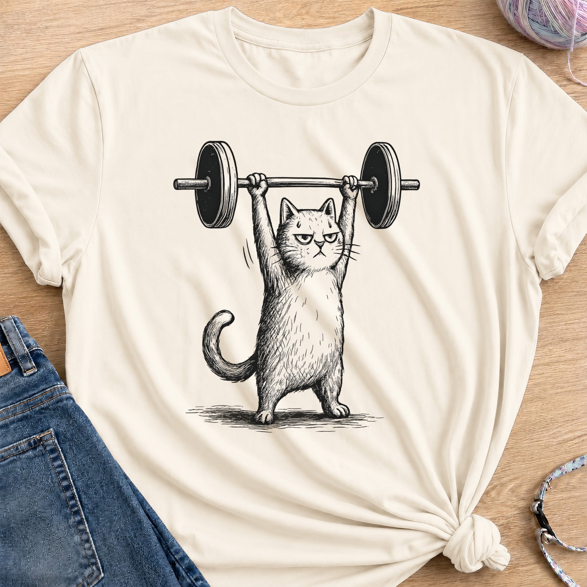 Cat Gym T-Shirt — Natural