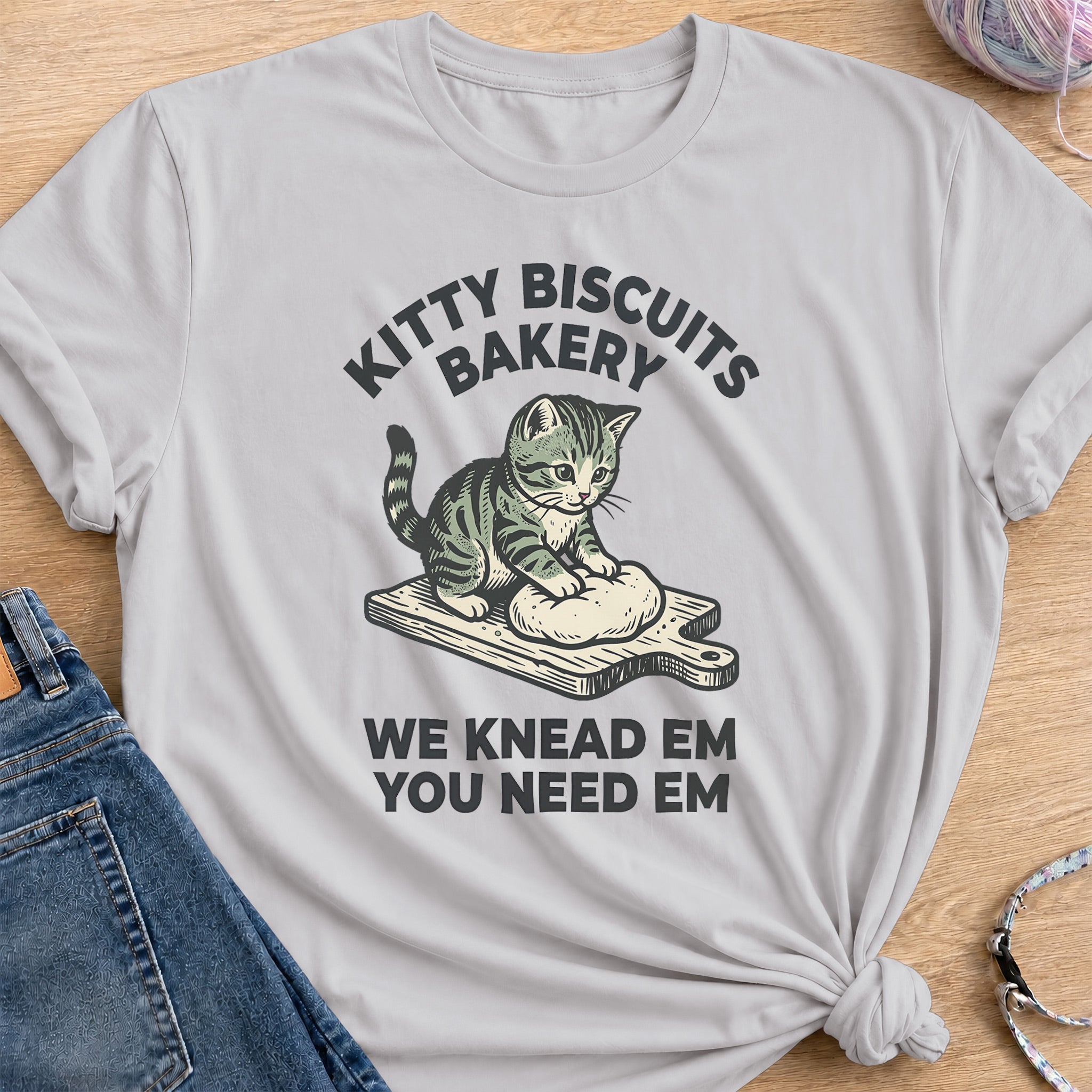 Kitty Biscuit T-Shirt — Ice Grey
