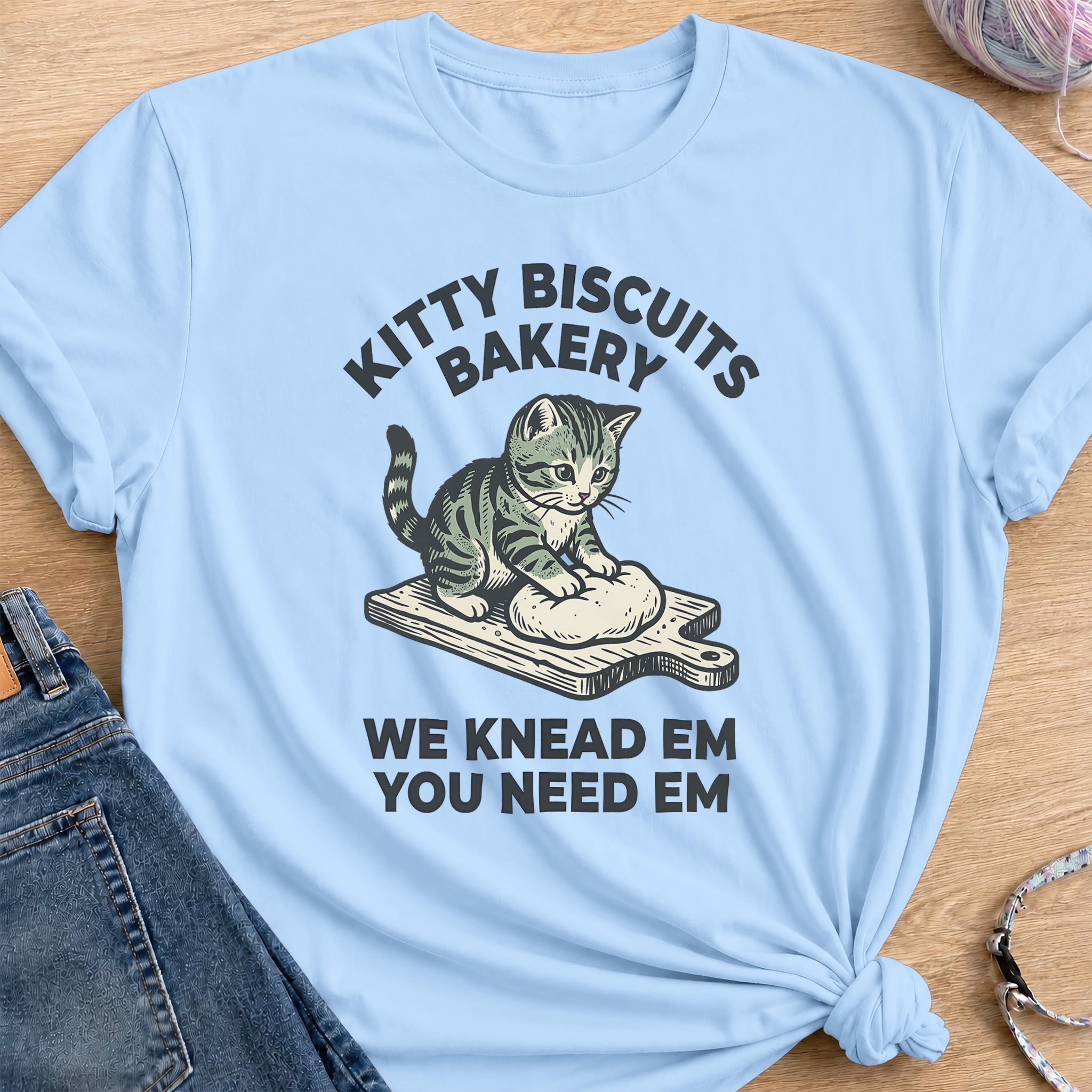 Kitty Biscuit T-Shirt — Light Blue