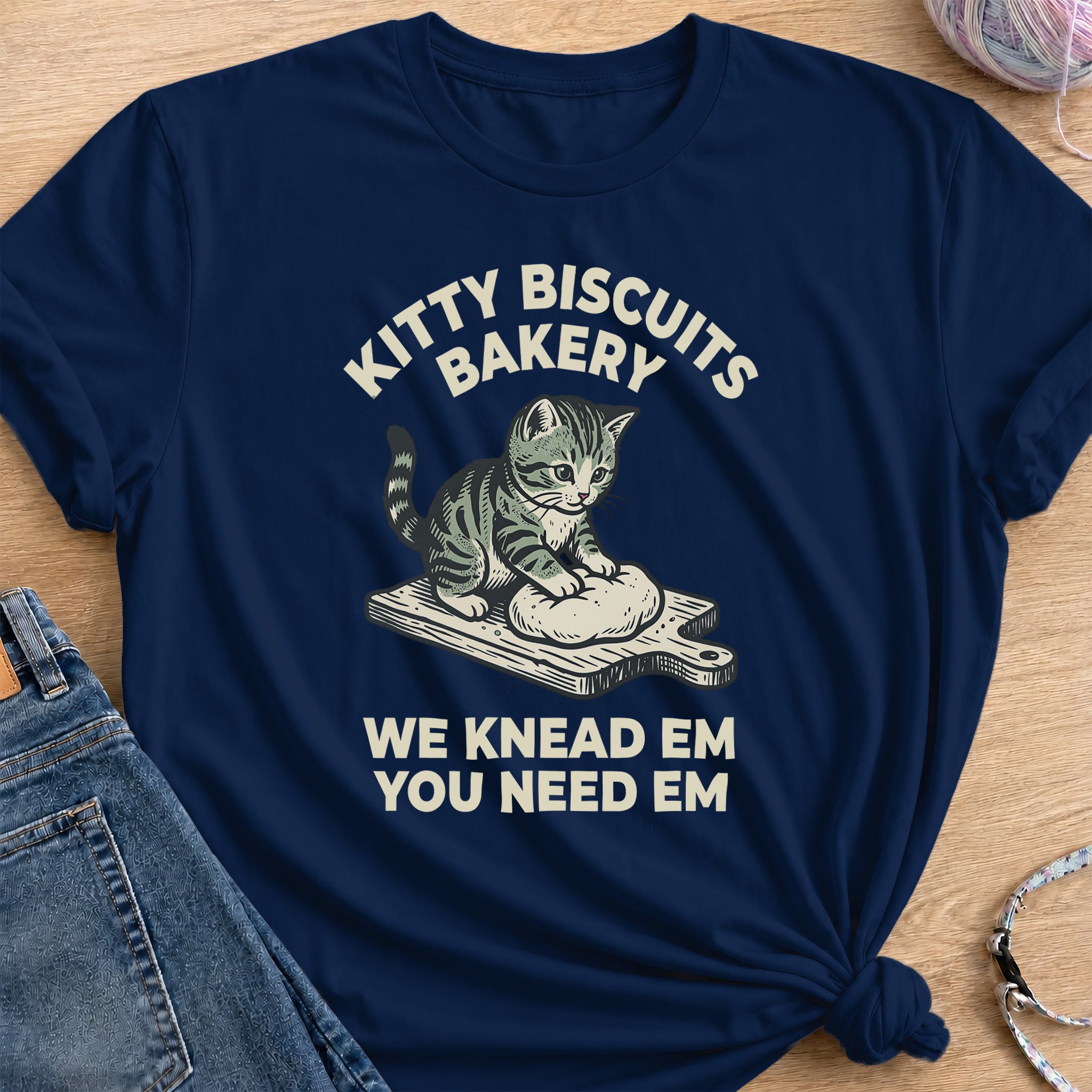 Kitty Biscuit T-Shirt — Navy
